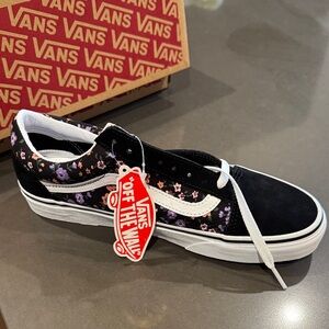 Vans Black and Purple Floral Sneakers